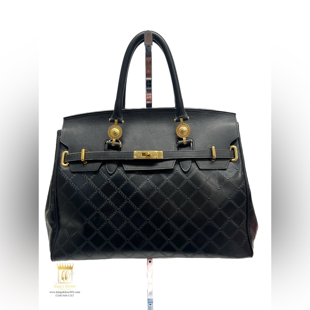 Gianni Versace Medusa Quilted Leather Birkin Style Bag